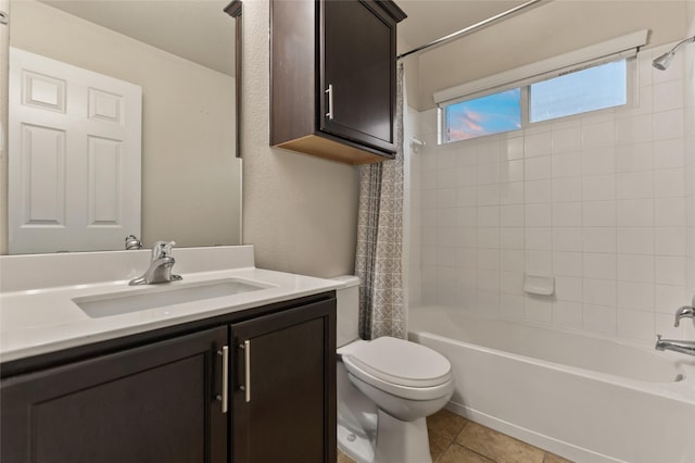 6625 Vista View Dr, Woodway, TX 76712 - bathroom featuring shower / bathtub combination with curtain, vanity, and tile patterned floors