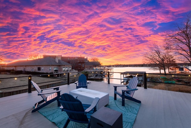 111 Hickory Creek Cir, Gun Barrel City, TX 75156 - patio terrace at dusk with a water view