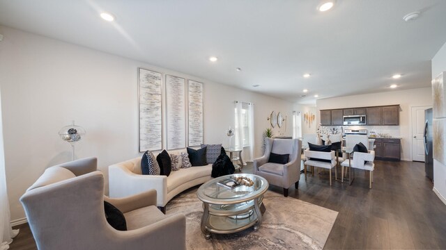 2026 Ocelot St, Crandall, TX 75114 - living room featuring recessed lighting and dark wood-style floors