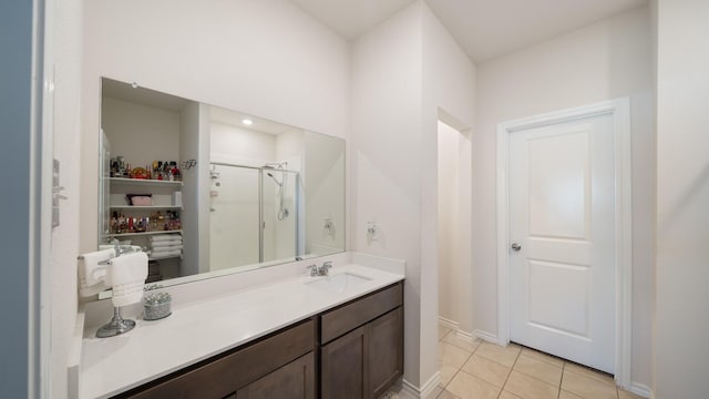 2026 Ocelot St, Crandall, TX 75114 - full bath featuring a shower stall, tile patterned floors, and vanity