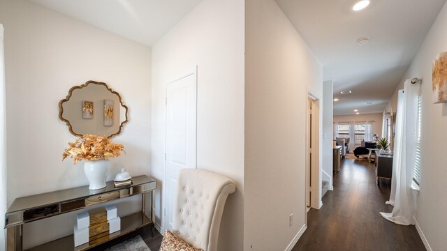 2026 Ocelot St, Crandall, TX 75114 - hallway with dark wood finished floors and recessed lighting