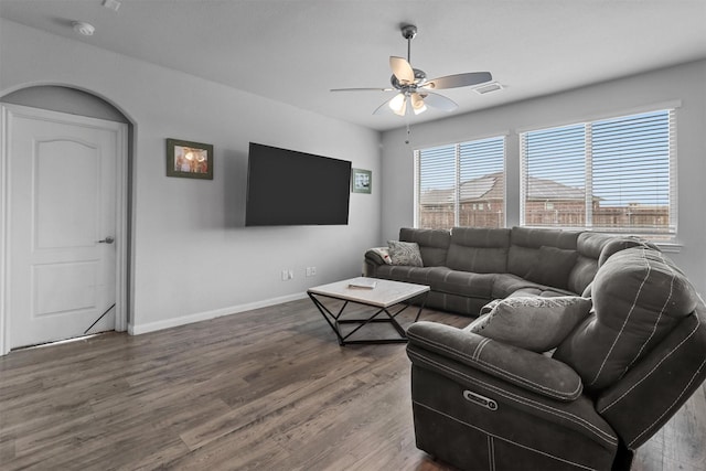 1154 Holcombe Dr, Anna, TX 75409 - living room featuring ceiling fan and wood finished floors