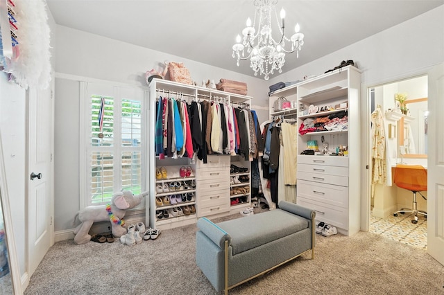 5820 Shiloh Forest Dr, Midlothian, TX 76065 - walk in closet with carpet flooring and a chandelier