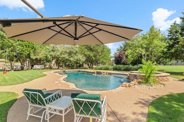 5820 Shiloh Forest Dr, Midlothian, TX 76065 - view of pool with a patio and a lawn