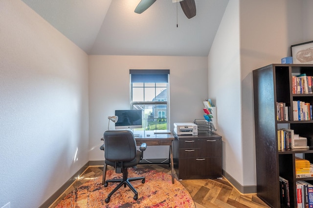 9901 Mi Tierra Dr, Fort Worth, TX 76179 - office space featuring lofted ceiling and ceiling fan