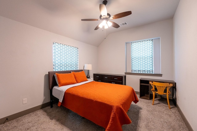 9901 Mi Tierra Dr, Fort Worth, TX 76179 - bedroom featuring carpet, lofted ceiling, and ceiling fan