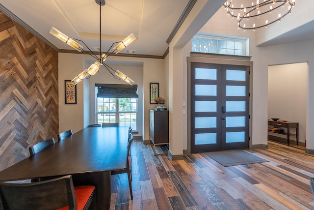 9901 Mi Tierra Dr, Fort Worth, TX 76179 - foyer entrance featuring a chandelier and wood finished floors