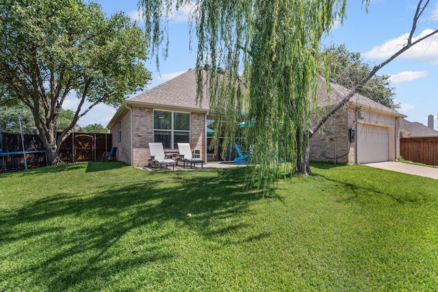 1617 Shadywood Ln, Flower Mound, TX 75028 - rear view of property featuring brick siding, concrete driveway, a shingled roof, and a garage