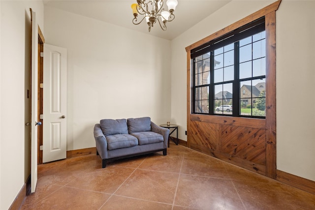 13431 Kira Ln, Justin, TX 76247 - sitting room featuring a chandelier and tile patterned floors