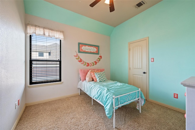 13431 Kira Ln, Justin, TX 76247 - bedroom with carpet, vaulted ceiling, and ceiling fan