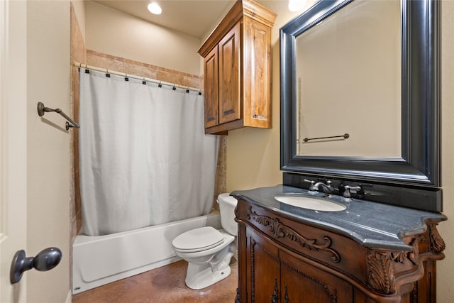 13431 Kira Ln, Justin, TX 76247 - full bathroom with vanity, shower / bathtub combination with curtain, and tile patterned floors