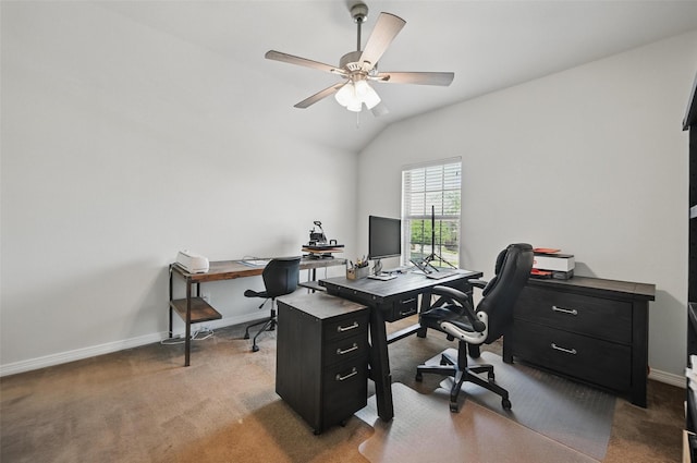 1000 Barn Owl Dr, Little Elm, TX 75068 - carpeted office space featuring ceiling fan and vaulted ceiling