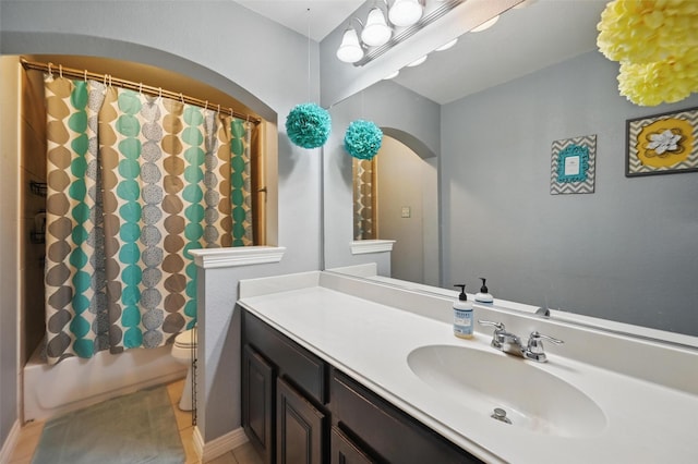 1000 Barn Owl Dr, Little Elm, TX 75068 - full bath with vanity, tile patterned flooring, and shower / bathtub combination with curtain