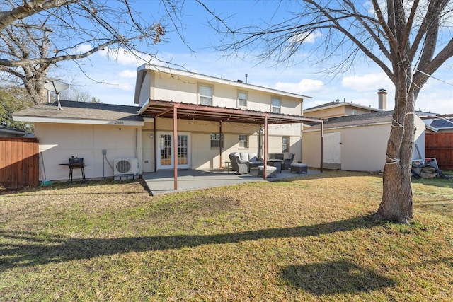 2648 Mark Dr, Mesquite, TX 75150 - rear view of property featuring a patio area, an outdoor living space, french doors, and stucco siding