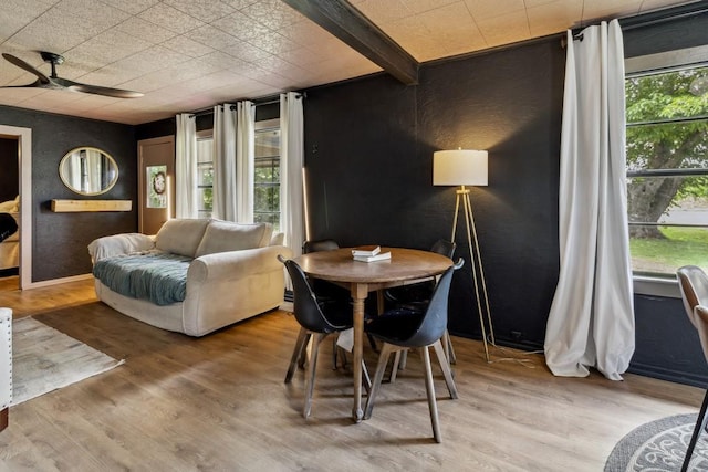 601 E San Saba St, Wortham, TX 76693 - dining room with wood finished floors and ceiling fan