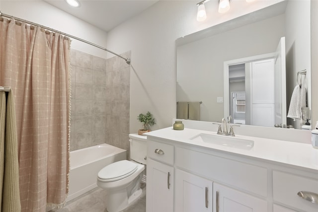 1420 Whitetail Ln, Azle, TX 76020 - bathroom featuring vanity, shower / bath combo, and tile patterned flooring