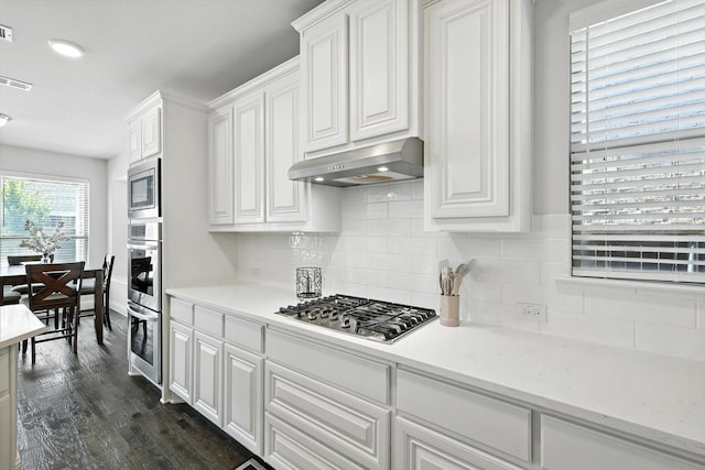 4336 Westminster Ave, Celina, TX 76227 - kitchen with stainless steel appliances, under cabinet range hood, white cabinets, and light countertops