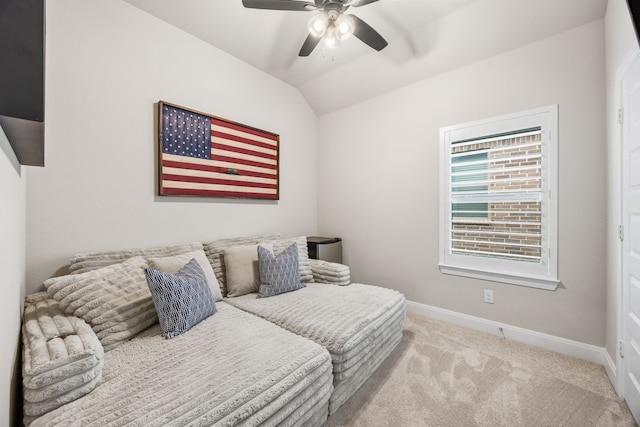 2102 Clearwater Way, Royse City, TX 75189 - bedroom featuring lofted ceiling, carpet floors, and a ceiling fan