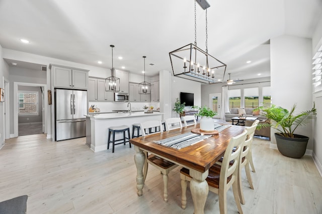 2102 Clearwater Way, Royse City, TX 75189 - dining area with plenty of natural light, recessed lighting, a chandelier, and light wood finished floors
