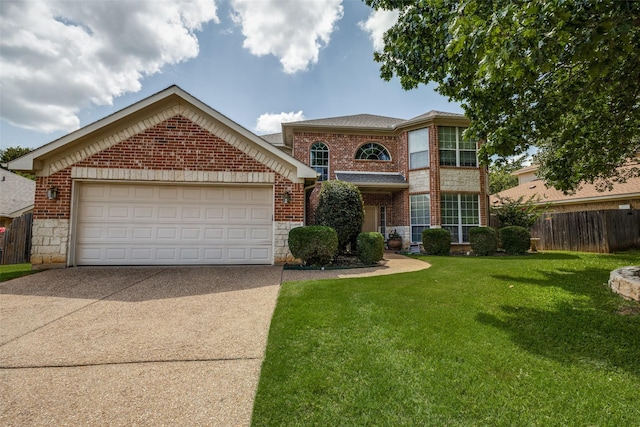 701 Parkhill Dr, Mansfield, TX 76063 - traditional-style house with concrete driveway, brick siding, an attached garage, and stone siding