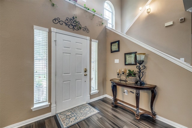 701 Parkhill Dr, Mansfield, TX 76063 - entryway with dark wood-style flooring