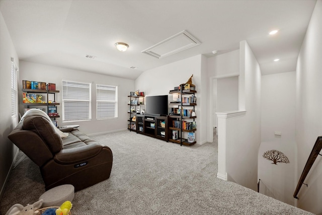 5223 Amistad Ave, Royse City, TX 75189 - carpeted living area with attic access and baseboards
