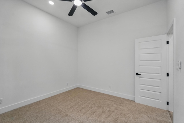 2910 Brigham Ln, Dallas, TX 75215 - spare room featuring light carpet, a ceiling fan, and recessed lighting
