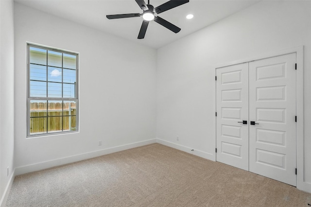 2910 Brigham Ln, Dallas, TX 75215 - unfurnished bedroom with carpet floors, a closet, recessed lighting, and a ceiling fan