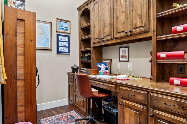 513 Hearth Ter, Argyle, TX 76226 - home office with dark wood-style flooring and built in desk
