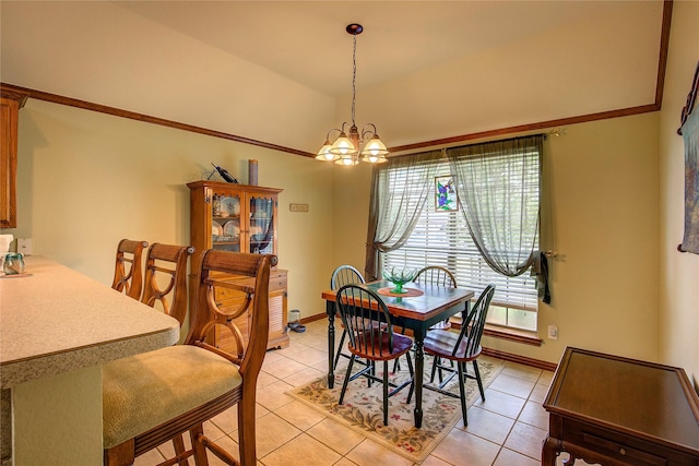 1813 Ranch Rd, Royse City, TX 75189 - dining space with a chandelier, light tile patterned flooring, and lofted ceiling