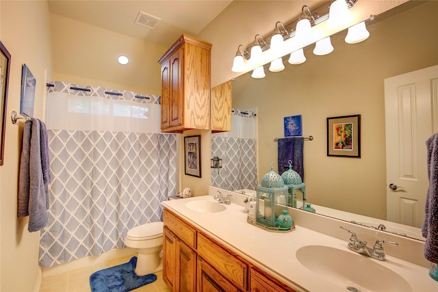 1813 Ranch Rd, Royse City, TX 75189 - full bathroom with double vanity, tile patterned flooring, and a shower with curtain