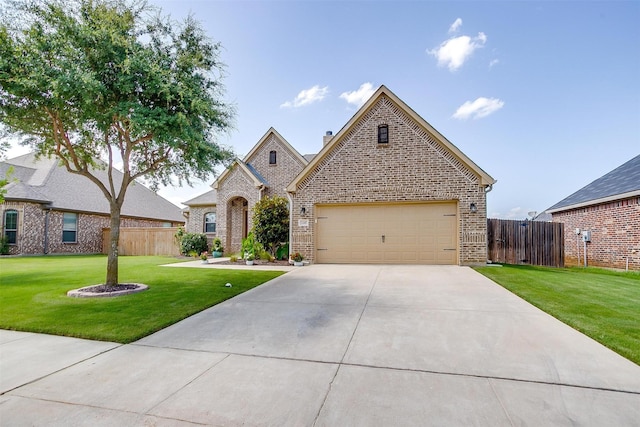 1148 Blue Sky Ln, Burleson, TX 76058 - french country inspired facade featuring brick siding, driveway, and a chimney