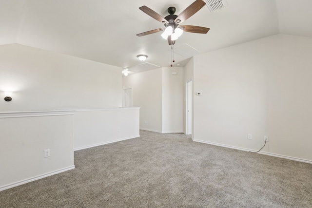 313 Pimlico Way, Ponder, TX 76259 - carpeted spare room featuring attic access, lofted ceiling, and ceiling fan