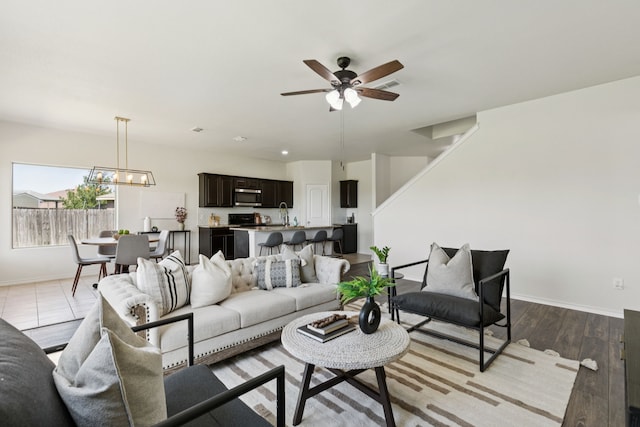 313 Pimlico Way, Ponder, TX 76259 - living area with a ceiling fan and a chandelier