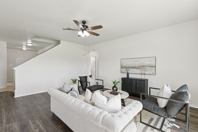 313 Pimlico Way, Ponder, TX 76259 - living room featuring wood finished floors and a ceiling fan