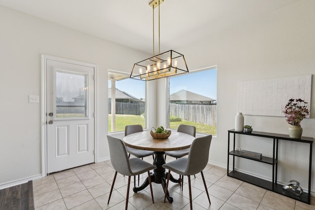 313 Pimlico Way, Ponder, TX 76259 - dining space with a chandelier and light tile patterned floors