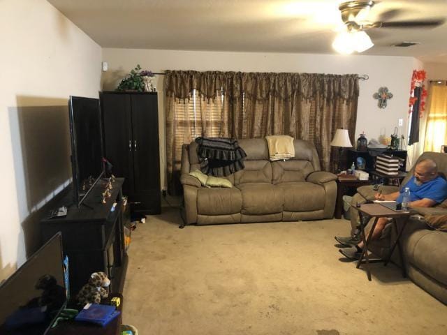 2542 Dove Crossing Dr, New Braunfels, TX 78130 - carpeted living area with a ceiling fan