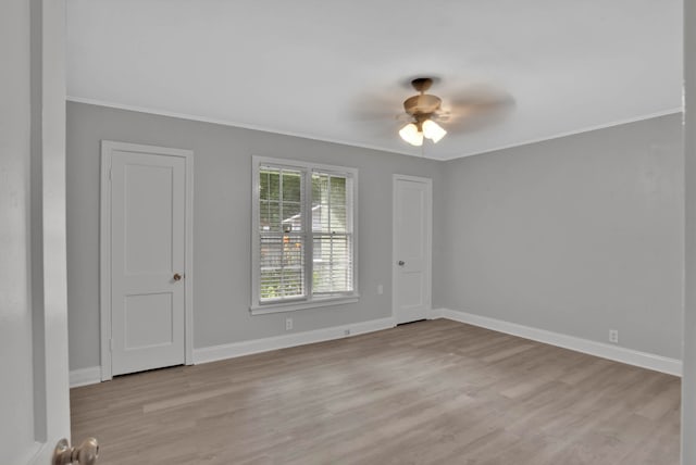 315 Ratcliff, Shreveport, LA 71104 - spare room with ornamental molding, light wood-style floors, and a ceiling fan