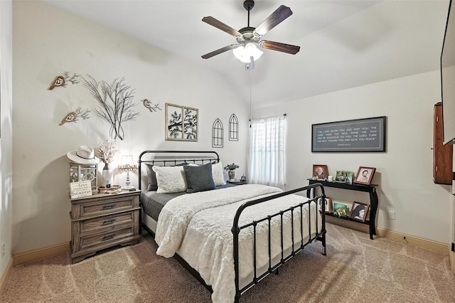 6513 Deer Horn Dr, Fort Worth, TX 76179 - bedroom featuring carpet floors, lofted ceiling, and a ceiling fan