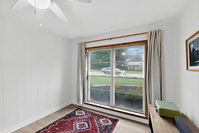 3733 Tam O Shanter Dr, Mesquite, TX 75150 - empty room with wood finished floors and a ceiling fan
