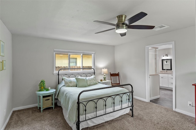 3137 Tex Blvd, Fort Worth, TX 76116 - bedroom with carpet, ensuite bathroom, and a ceiling fan