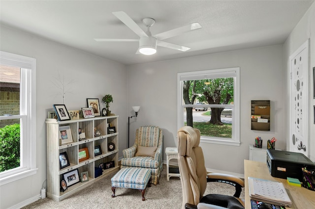 3137 Tex Blvd, Fort Worth, TX 76116 - office area featuring a ceiling fan and carpet