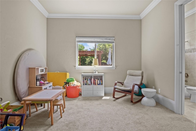 6901 Hickory Hill Cir, Argyle, TX 76226 - recreation room featuring crown molding and carpet
