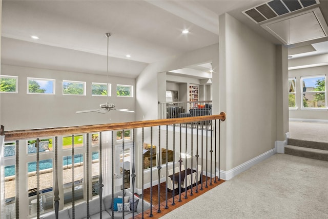 6901 Hickory Hill Cir, Argyle, TX 76226 - hallway with attic access, carpet floors, and recessed lighting