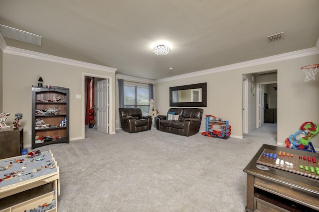 700 Paradise Cv, Shady Shores, TX 76208 - living room with ornamental molding and carpet flooring
