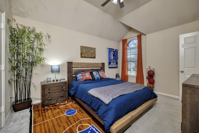 700 Paradise Cv, Shady Shores, TX 76208 - carpeted bedroom featuring ceiling fan and vaulted ceiling