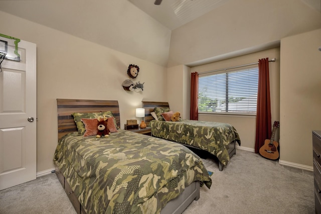 700 Paradise Cv, Shady Shores, TX 76208 - carpeted bedroom featuring ceiling fan and lofted ceiling