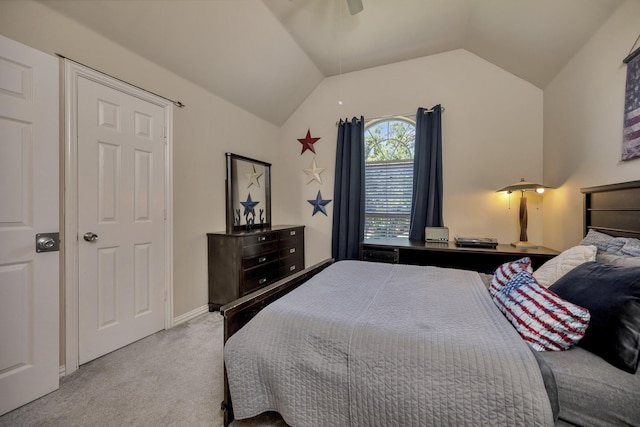 700 Paradise Cv, Shady Shores, TX 76208 - carpeted bedroom with lofted ceiling and ceiling fan