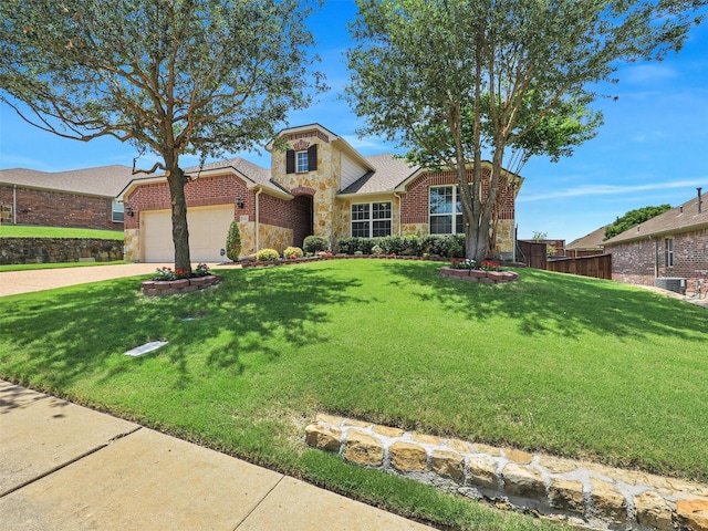 505 Peterhouse Dr, Mckinney, TX 75071 - traditional home with stone siding, an attached garage, driveway, and brick siding