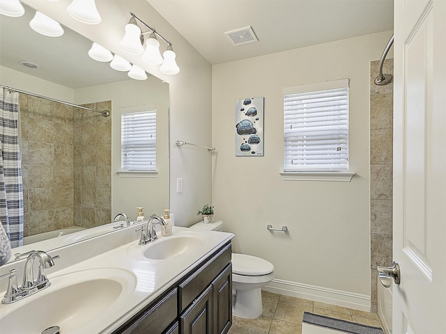 505 Peterhouse Dr, Mckinney, TX 75071 - full bath with tile patterned floors, double vanity, and shower / bathtub combination with curtain